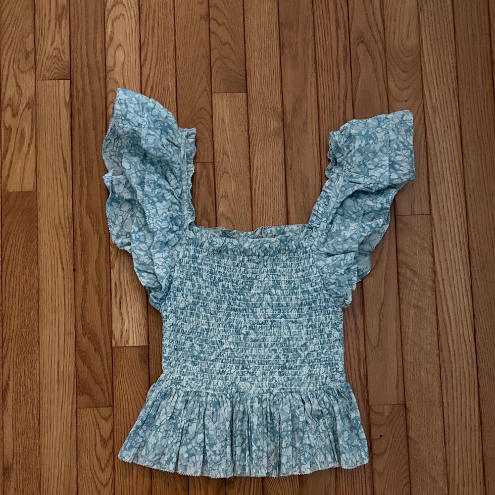 Chic Blue Ruffled Blouse